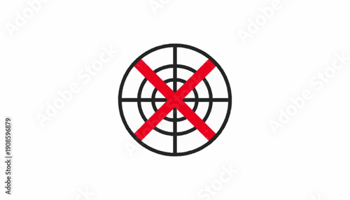 A vector graphic illustration of a target symbol with a red X marked through it, representing cancellation or rejection.