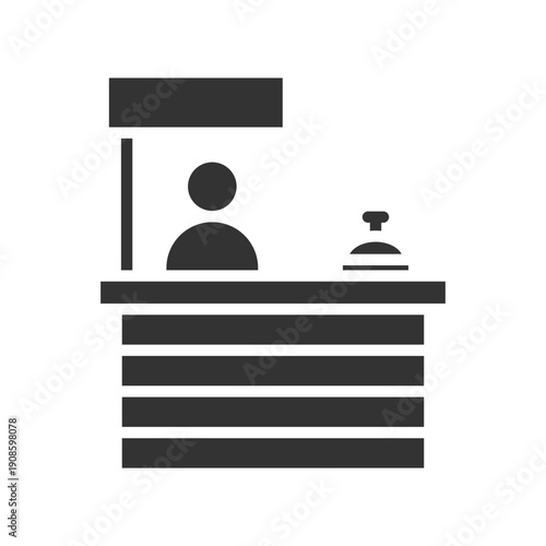 Reception desk icon set, customer service counter symbol, front office sign, hotel reception vector illustration