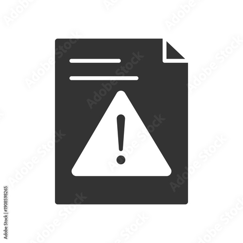 Warning document icon set, alert file symbol, error notification sign, caution report vector illustration