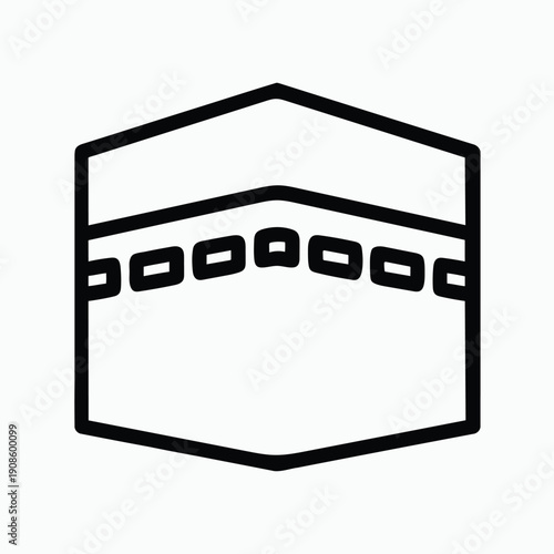 Simplified Black and White Icon of the Kaaba