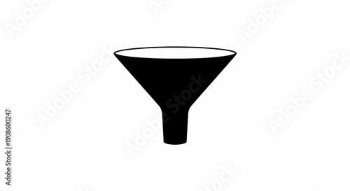 Simple black funnel on white background for business or industrial use