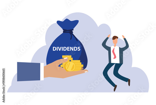 businessman receives a dividend money from investment