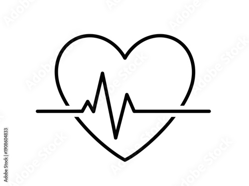 A very stylish but emergency heartbeat line icon electrocardiogram ecg or ekg line inside a heart shape medical and health concept simple vector illustration