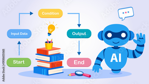 AI workflow and automation process concept, ideal for business automation platforms, SaaS tools, technology websites, app UI