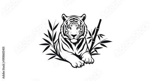 Tiger illustration in black and white