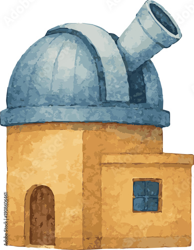 Vector watercolor illustration of an observatory