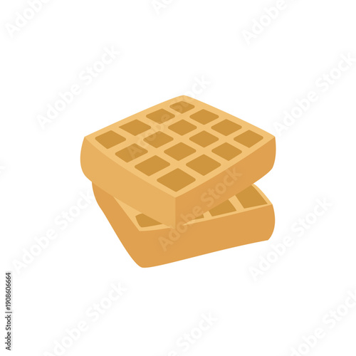 Belgian waffle food butter maple syrup delicious breakfast emoji symbol sign icon vector illustration isolated flat
