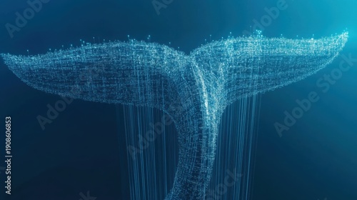 A stunning digital illustration of a whale tail crafted with intricate sparkles, symbolizing the depth and beauty of marine life and our connection to nature's wonders.