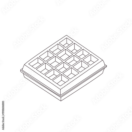 Belgian waffle food butter maple syrup delicious breakfast emoji symbol sign icon vector illustration isolated flat