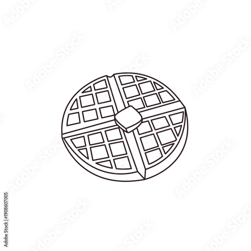 Belgian waffle food butter maple syrup delicious breakfast emoji symbol sign icon vector illustration isolated flat