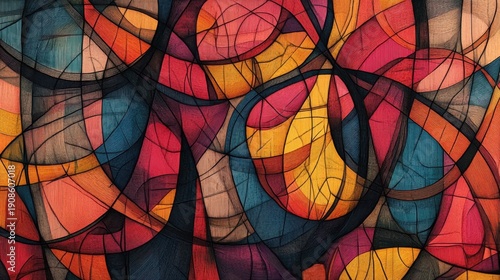 A vibrant composition of interwoven shapes and colors reflects the dynamic nature of modern art, where geometry meets emotion in a celebration of creativity and expression.