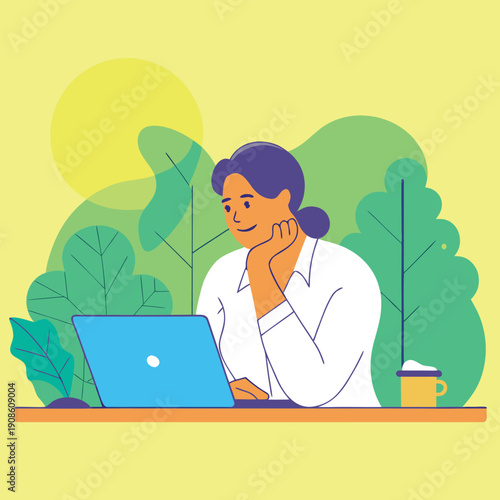 business woman working on laptop