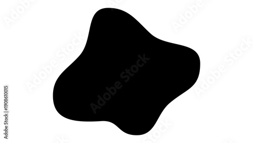 Photo of organic black blob irregular shape isolated on transparent background