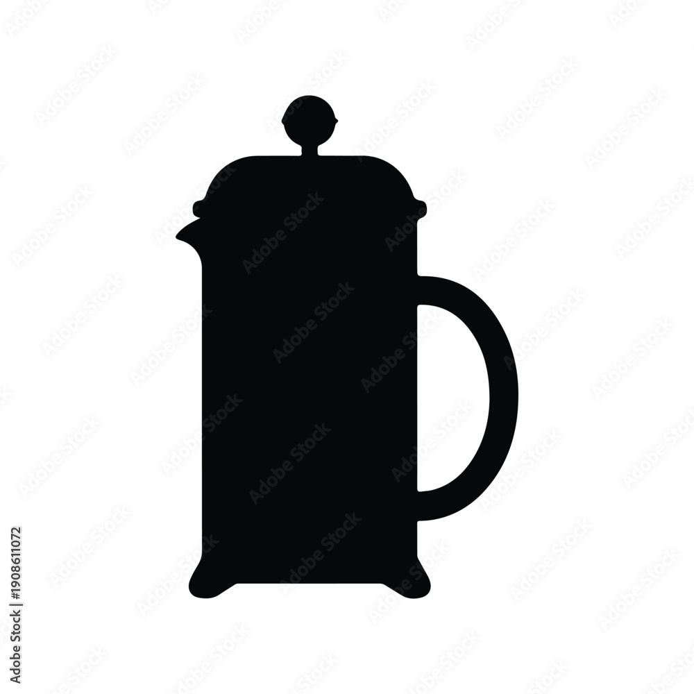 Fototapeta premium French Press Coffee Maker Black Silhouette Icon