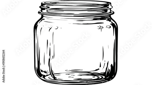 Clear glass jar illustration with lid for conceptual storage or display