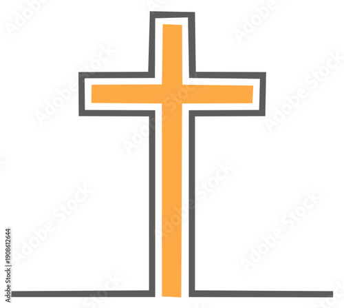 Modern Line Art Christian Cross Icon A Religious Faith and Spirituality Symbol Illustration