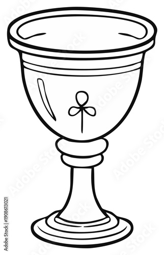 Elegant chalice with a clover symbol illustration representing holy communion and sacred rituals