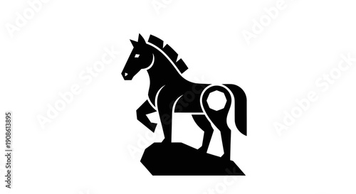 Black horse silhouette on white background
