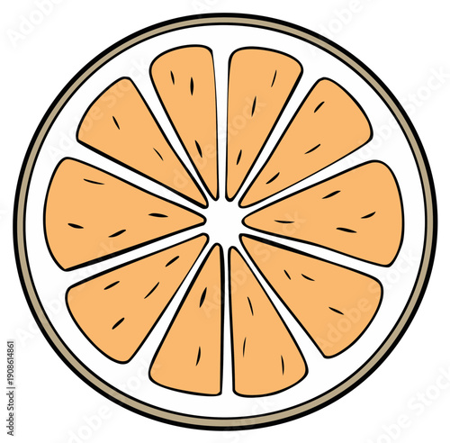 Stylized Slice of Orange with Natural Segments and Pulp Detail