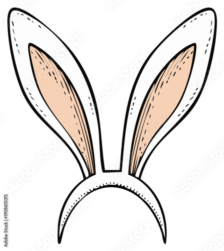 Fun white bunny rabbit ears headband for parties and Easter celebrations