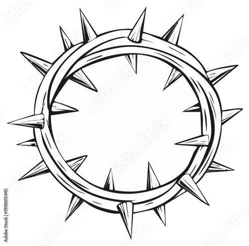Stylized Illustration of a Rough Crown of Thorns