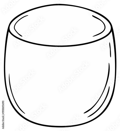 Simple Sketch of a Curved Glass Tumbler Outline Drawing