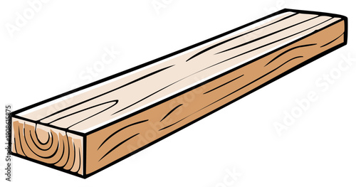 Cartoon illustration of a long, rectangular wooden board