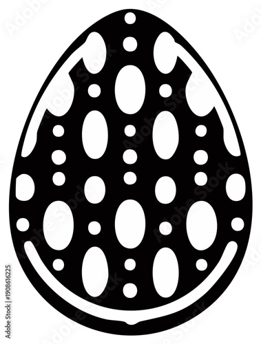 Stylized Easter Egg with Abstract Pattern Black and White Graphic Art