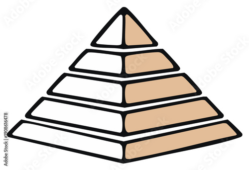 Five tiered pyramid diagram with distinct colored sides representing hierarchy and structured progression