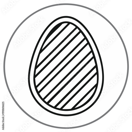 Stylized Outline of an Egg with Diagonal Stripes Graphic Icon