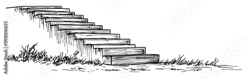 wooden stairs leading uphill in nature