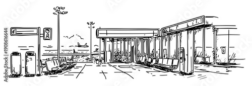 modern airport terminal exterior with entrance