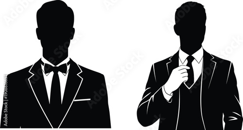 Human silhouette of two men in suits and ties business professionals techer man concept