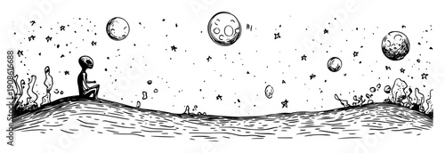 child sitting and gazing into outer space