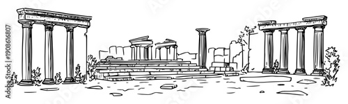 ruins of ancient greek temple with columns