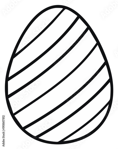 Simple striped Easter egg outline drawing for holiday celebration and spring decoration designs