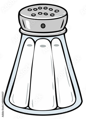 Cartoon salt shaker illustration classic kitchen seasoning dispenser white condiment container
