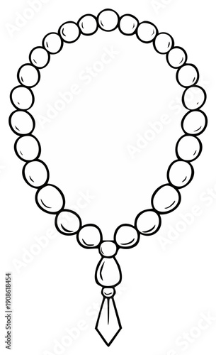 Cartoon outline of a prayer beads mala