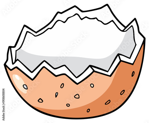 Broken cracked eggshell illustration showing the empty interior after hatching or cooking