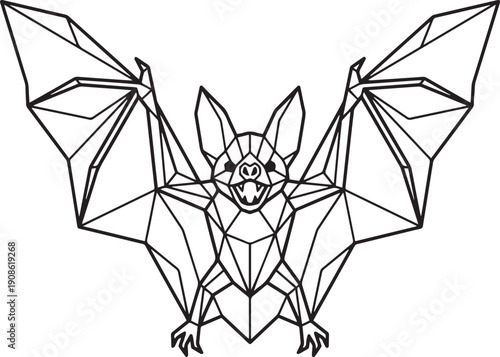 Geometric Bat Vector Graphic, Low Poly Style for Halloween or Fantasy Design
