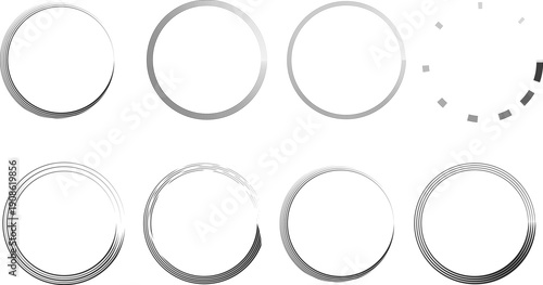 Ellipse Tool Hand-drawn circle lines. Black brush stroke frame, for icon set.