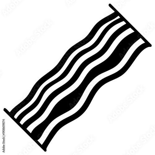 Crispy Bacon Strips Silhouette Simple Vector Illustration