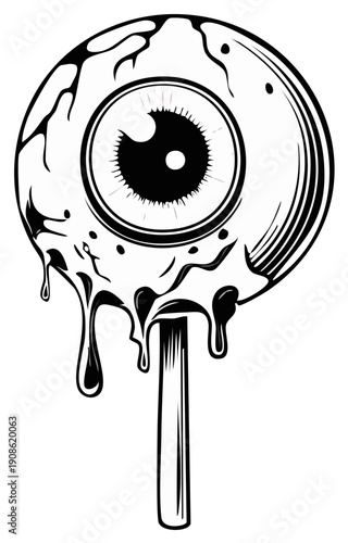 Creepy eye lollipop illustration