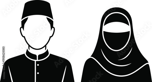 Muslim Man and Woman in Traditional Attire
