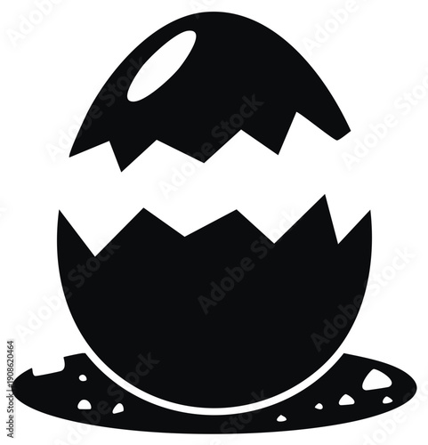 A cracked egg silhouette showing the beginning of new life and hatching