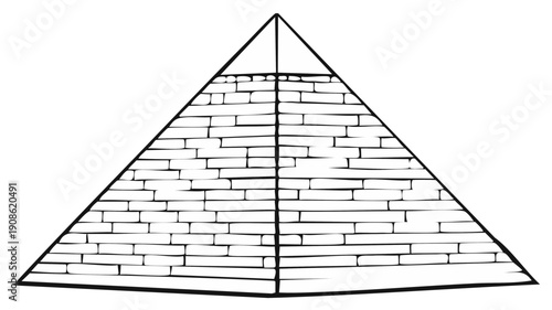 Ancient stone pyramid structure with stepped sides and clear geometric lines, ancient monument