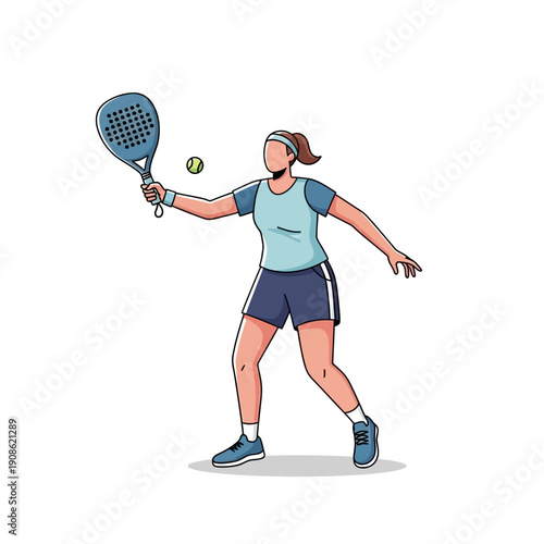Woman playing padel tennis, hitting the ball with a racket, active lifestyle, sports concept