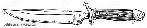 hand drawn hunting knife sketch illustration