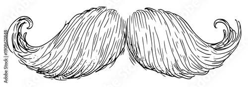 hand drawn vintage mustache sketch illustration