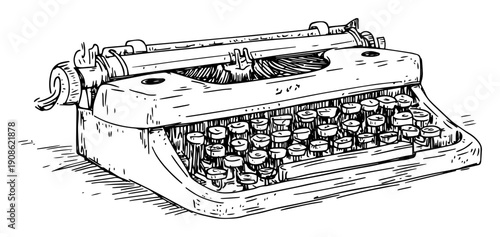 hand drawn typewriter sketch illustration